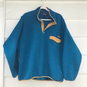 Men's Vintage Patagonia Synchilla Snap-T Fleece  L (teal/mustard)